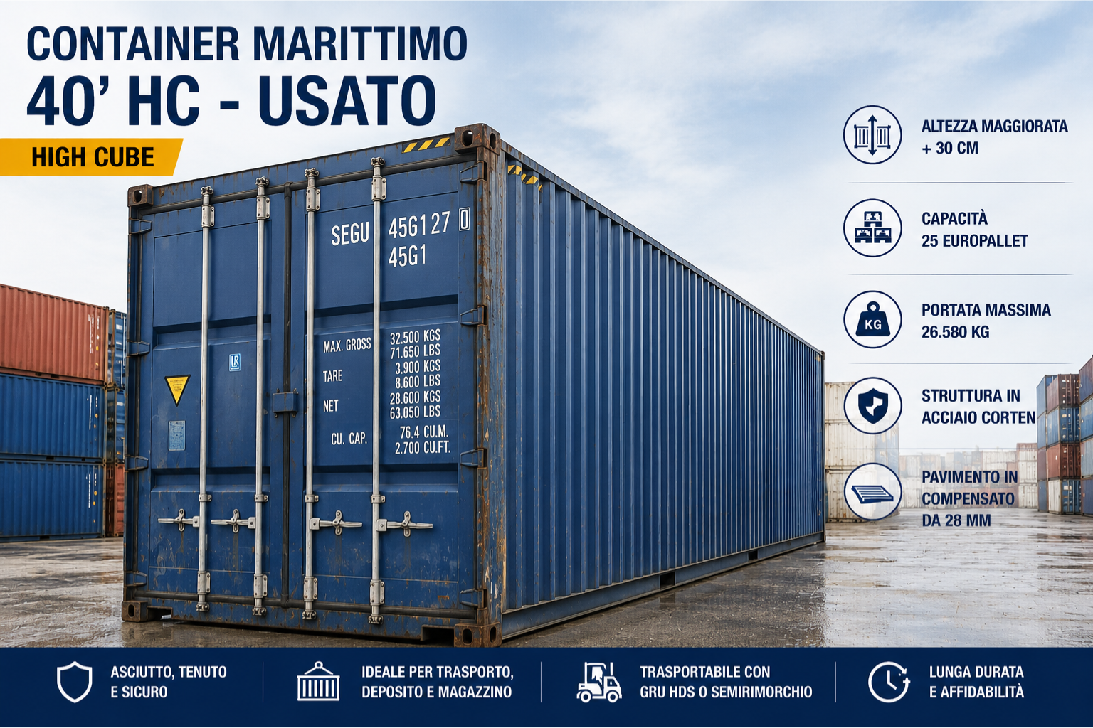 container usato 40 piedi high cube