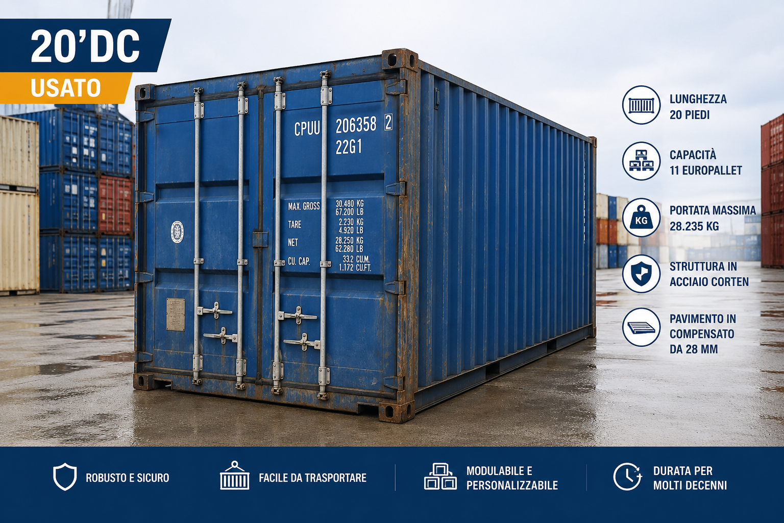 container usato 20 piedi