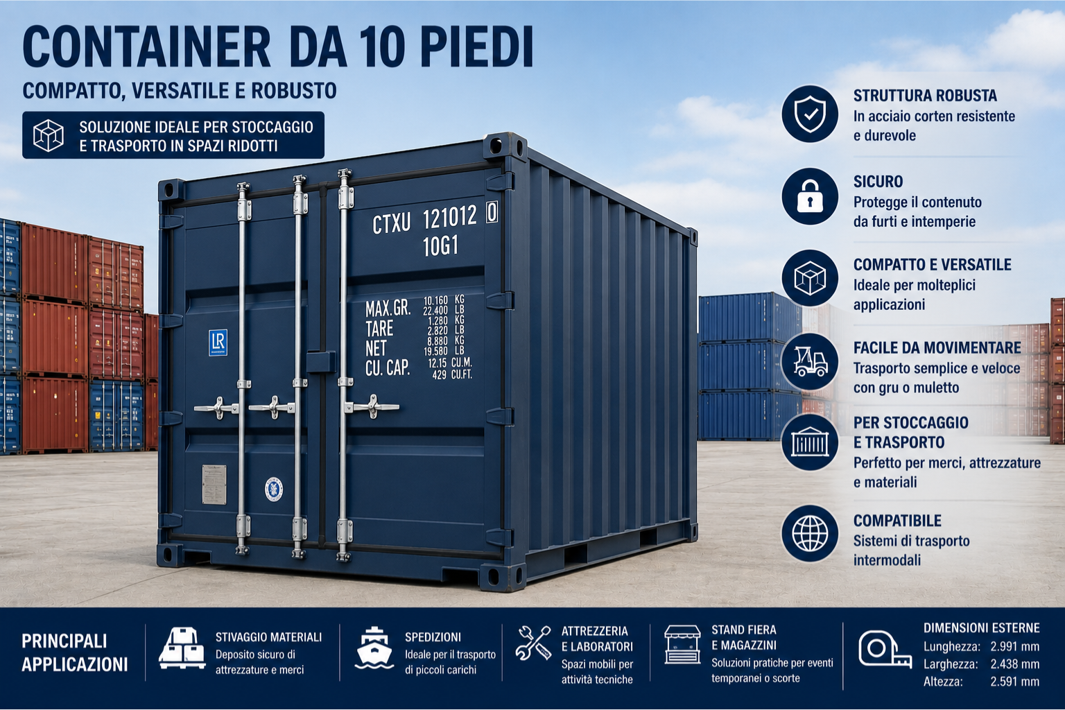 container marittimo 10 piedi