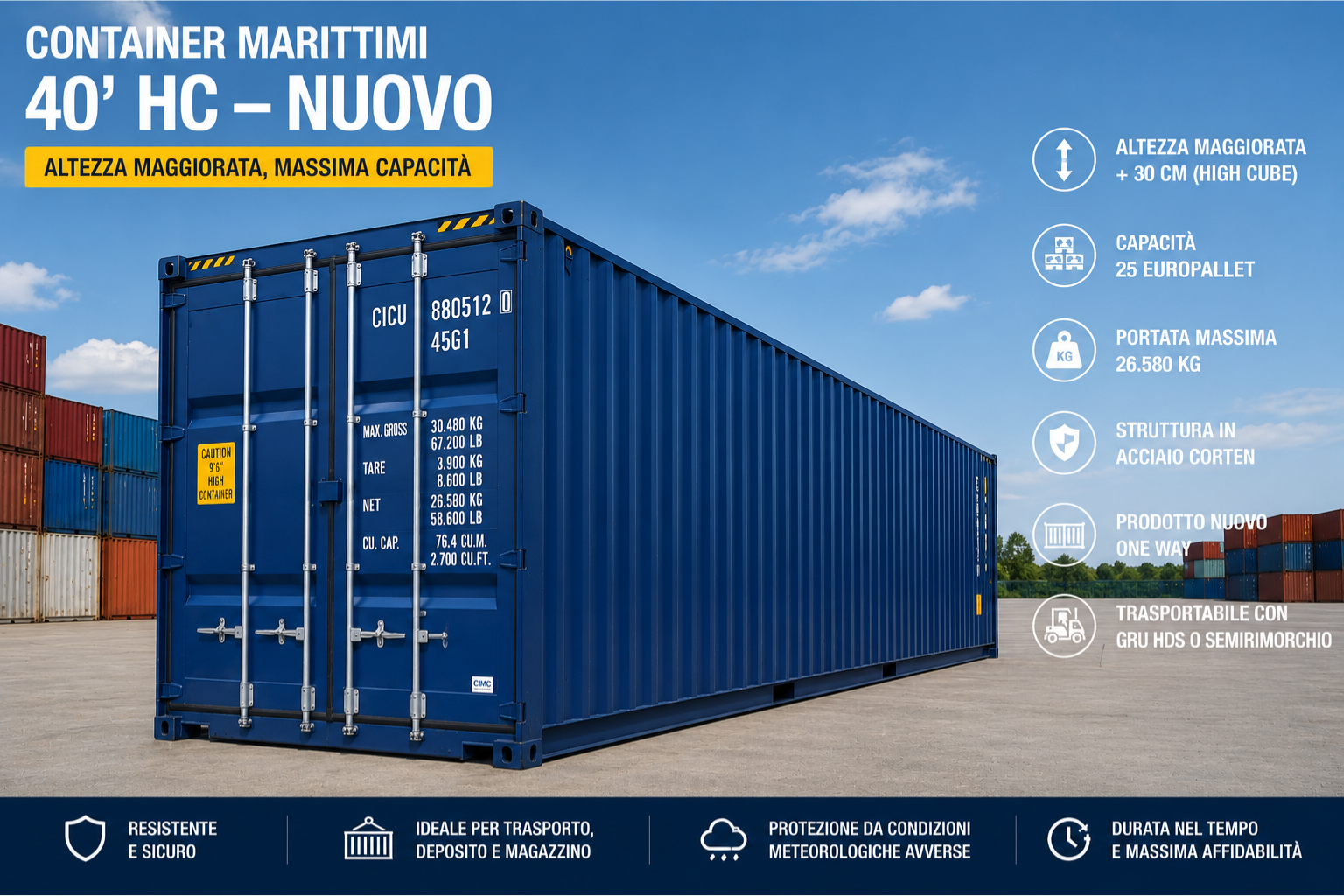 container 25 europallet high cube