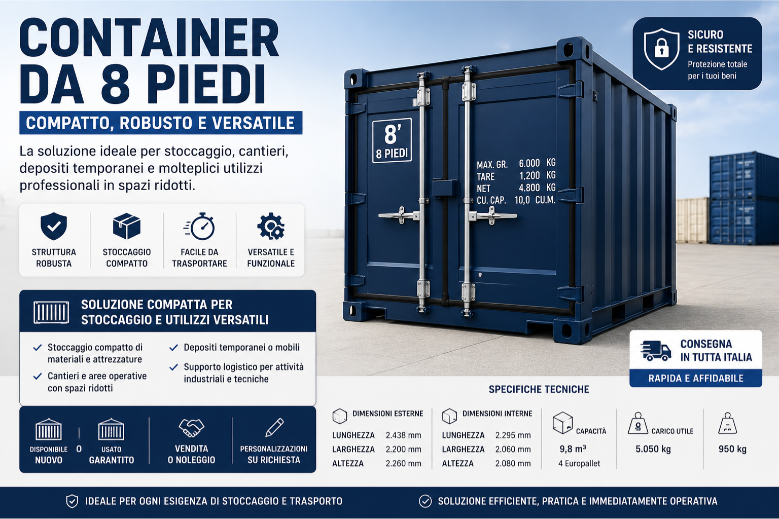 container piccolo in acciaio 