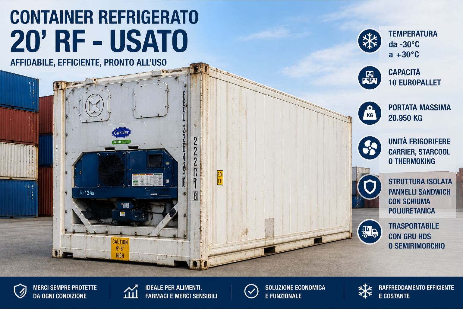 container refrigerato per alimenti